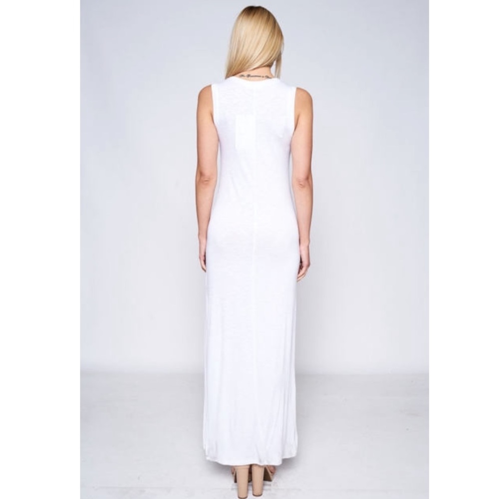 White Sleeveless Maxi with Side Slit - Picture 2 of 5
